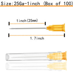 100 Pcs 25Ga 1 Inch/25Mm Lab Dispensing Needle Luer Lock, Individually Sealed