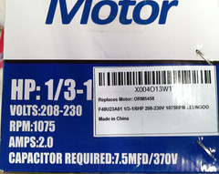 ORM5458 Fan Motor, Replaces A.O. Smith ORM5458 1/3-1/6 HP, 1075 RPM, 208-230V