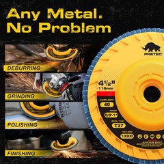 PRETEC 40 Pack 4.5″ Flap Discs 40 Grit Zirconia 5/8-11 Tool-Free Angle Grinder