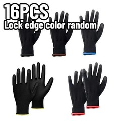 WOLF Ultra-Thin Black Work Gloves Polyurethane Palm Coated Nylon Shell 12 Pairs