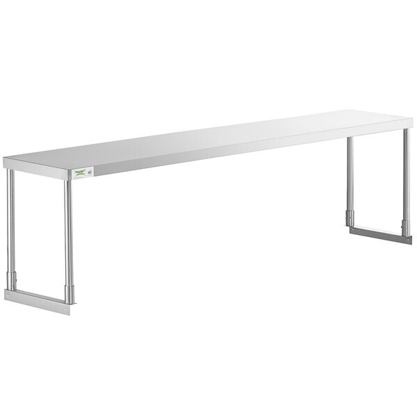 12″W x 72″D x 19″H Stainless Steel Single Deck Overshelf For Work Prep Tables