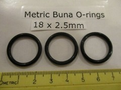 18mm ID x 23mm OD x 2.5mm thick O-ring. Buna-70. Quan 3.