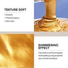 Nicpro Metallic Gold Acrylic Paint, 8.45oz/250ml 8.45 Fl Oz (Pack of 1),