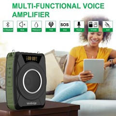Bluetooth 5.0 Voice Amplifier with Wireless Mic Headset, Waterproof Personal