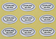 1,000 (1000) Peel Off Adhesive LABELS Oval 1/2″ x 5/16″ Marked “STERLING SILVER”