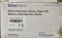200 Pair Fisherbrand Nitrile Class 100 Cleanroom Disposable Gloves Size 7.5 (sm)