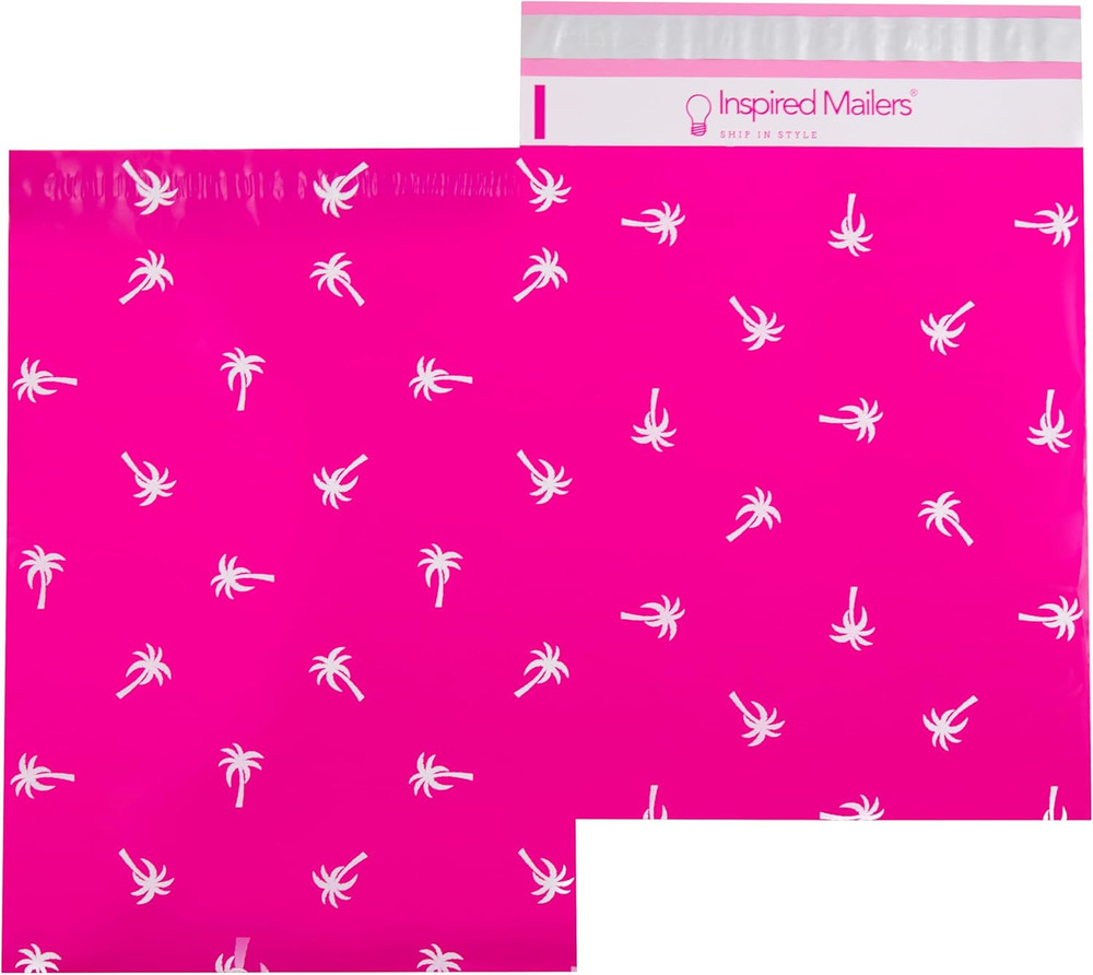 Poly Mailers 10×13 Pink Palm Trees Pack of 100 Shipping Bags for Clothing Large