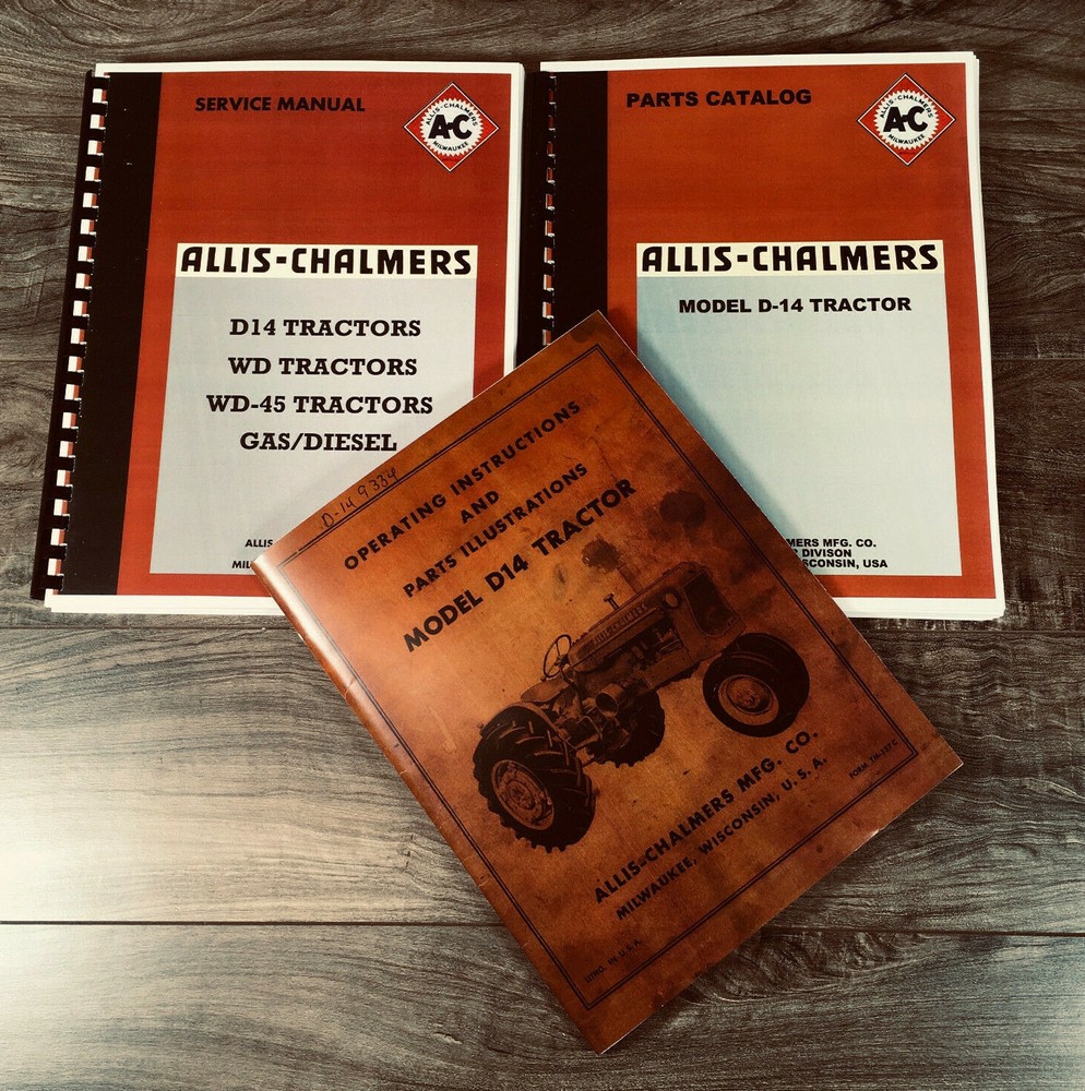 Set Allis Chalmers D14 Tractor Service Parts Owner Manual Technical Operator