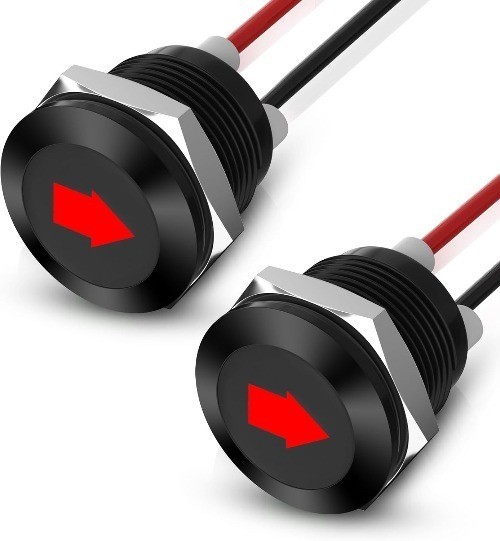 12V LED Indicator Light Panel Mount Indicator Light 1/2 Inch Cutout Color: Red