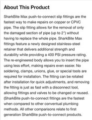 SharkBite MAX UR3370A, 3/4-in. x 3:4-in. x 3/4-in. Push-to-Connect Slip TEE