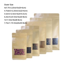 White Kraft Paper & Kraft Paper Stand Up Zip Seal Gusset Side Bag w/ Window SM07
