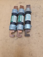 LOT OF 3 Bussmann Fusetron FRN-R-100 Dual Element Time Delay Fuses. 100 Amp