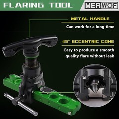 HVAC Flaring Tool Kit for 1/4” – 3/4” and 6-19mm Single Flare, 45° Eccentric T
