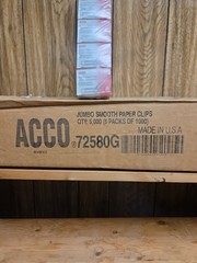 ACCO 72580G Jumbo Smooth Paper Clips – Silver (5000/Case) New
