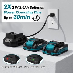 Leaf Blower Cordless – 21V Powerful Electric Leaf Blower with 2 Batteries and…