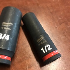 Used 1/2&3/4” Milwaukee SHOCKWAVE Impact Duty 3/8” SAE Deep Impact Rated Socket