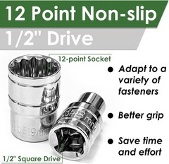 21Pcs 1/2-Inch Drive Spline Socket Set, Metric 8-36mm 12-point Universal…