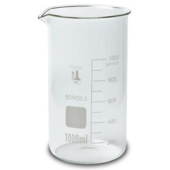1000ml Beaker, Tall Form, 3.3 Borosilicate Glass, Single Scale (Pack of 3)