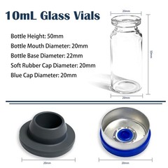 100Pcs 10ml Clear Glass Vials Headspace Vials w/ Flip Caps Sample Vials
