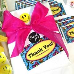 Business Cards Thank You Business Cards, Tags Blue Yellow Flowers 3.5×2″