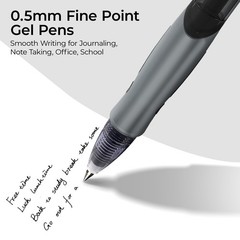 Bolígrafo de gel de tinta negra de 0,5 mm, punta fina, tinta gel gran capacidad
