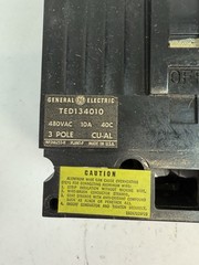 GE TED134010WL 10A 480V 3 Pole Circuit Breaker General Electric
