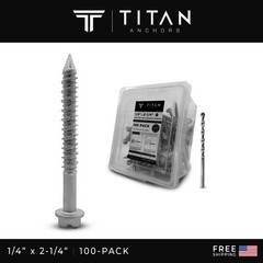 100-Pack 1/4 x 2-1/4″ 410 Stainless Steel Hex-Head Concrete Anchor Screws