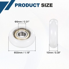 10Pcs 8x30x10mm Metal Shielded (GCr15) Chrome Steel Bearing+POM Guide, White