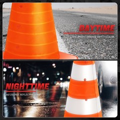 4xOrange Oxford fabric Collapsible Traffic Safety Cones 18in Park Lots Roadsides