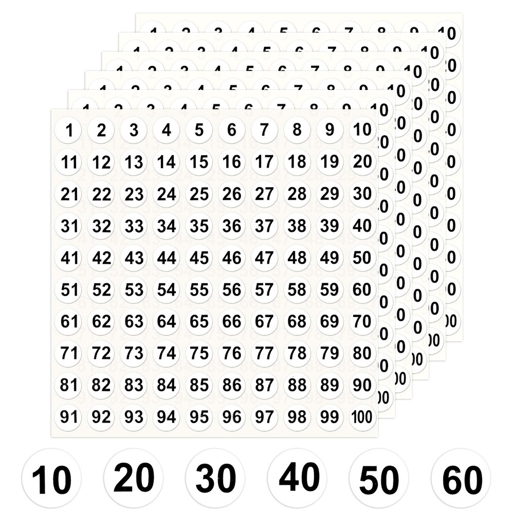 Number Stickers, Number Stickers 1-100, 2500 PCS Vinyl Consecutive Number 25