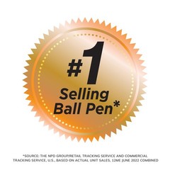 Round Stic Xtra Life Black Ballpoint Pens, 12Count, 1.0mm Medium Point