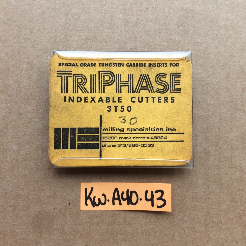 NIB TriPhase Carbide Indexable Cutters 3T50 5-Pack – NOS