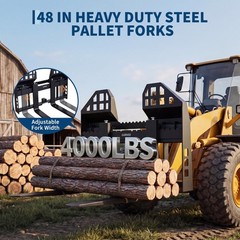 4000 Lbs Quick Attach Pallet Forks 45″ Frame 48″ Blades for Skid Steer Tractors