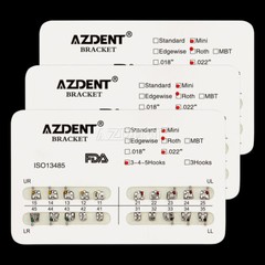 100 Packs AZDENT Dental Orthodontic Bracket Braces Mini Roth 0.022 Hooks 3-4-5