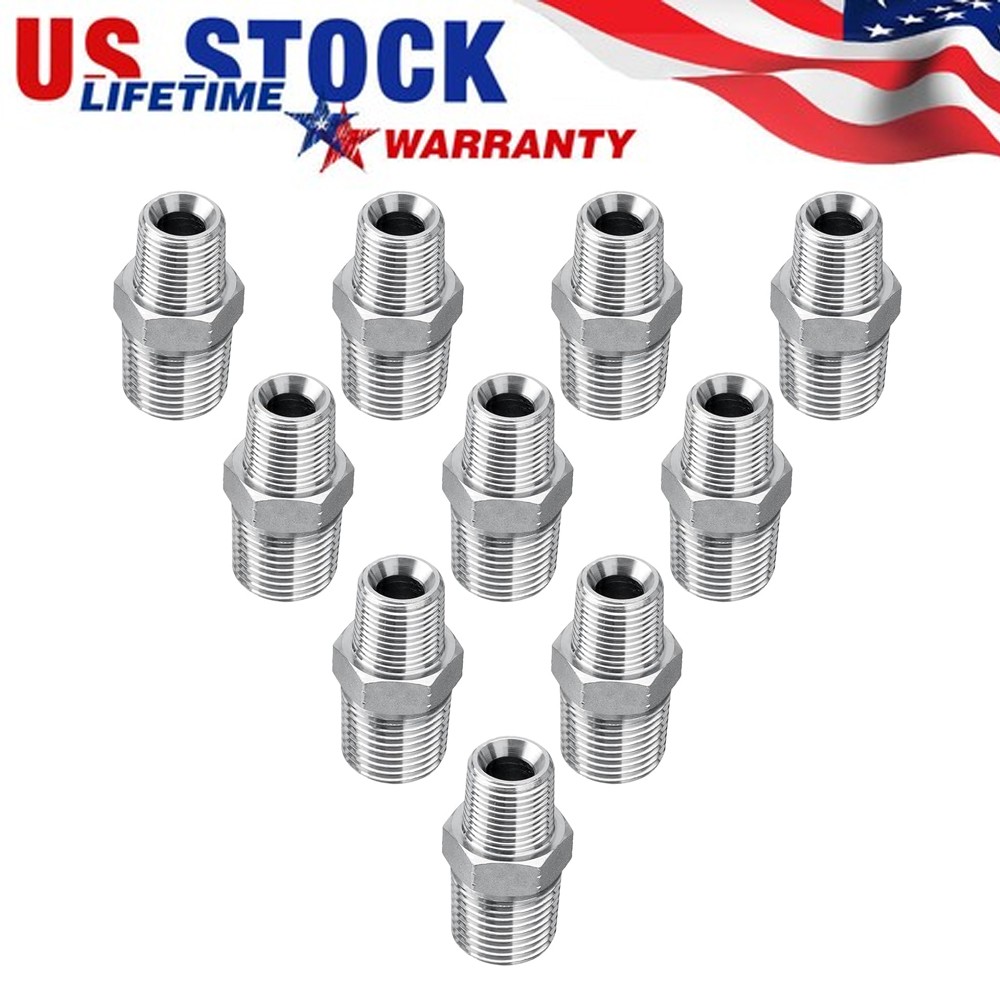 Pack of 10 Hydraulic Adapter Fittings 3/8″ NPTF Male x 1/2″ NPTF Male with Cover