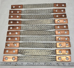 Burndy Flexible Copper Braid, 12″ Long, 2 Holes, 2 Ferrules Model BD12