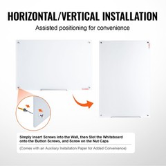 VEVOR Magnetic Glass Whiteboard Dry-Erase Board 36×24/72×36/48×32″ Wall Mounted