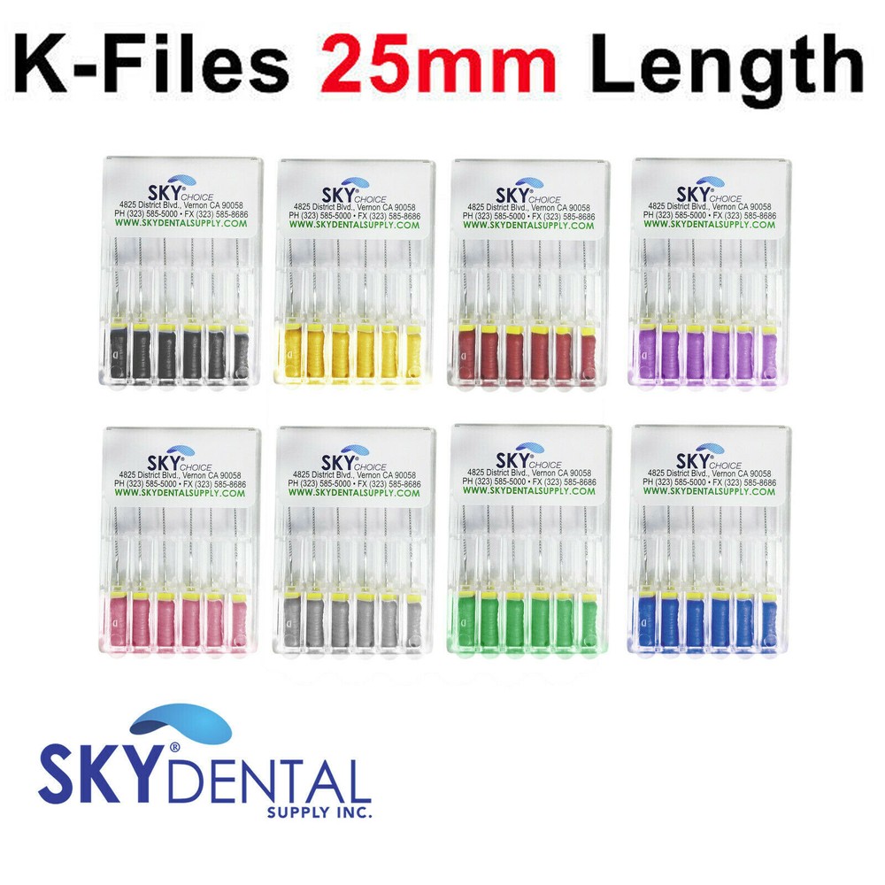 K Files DENTAL K-FILES ENDODONTIC FILE 25 mm LENGTH SIZE 6 8 10 15 20 25 30 35