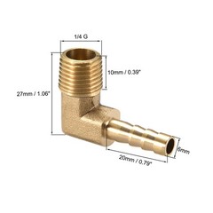 2Pcs Brass Hose Barbed Elbow Fitting 90 Degree 1/4″ 0.25 inches,