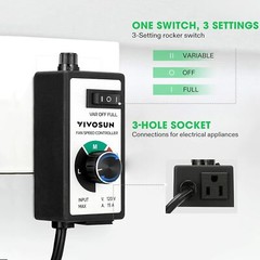 VIVOSUN 1500W Variable Speed Controller Electric Motor AC 120V for Inline Fan