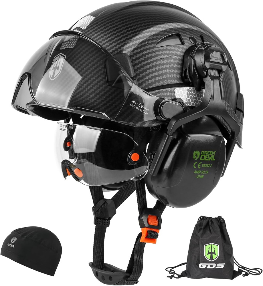 Hard Hat Safety Helmet with Visor and Ear Muffs Men Women Vented Work Hardhat AN