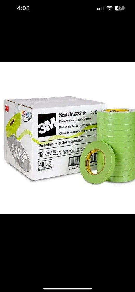 3M Scotch 233+ Performance Green Masking Tape 18mm x 55mm Rolls (26334) 48 Count