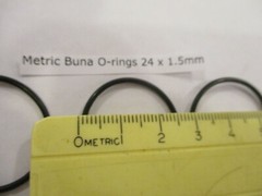 24mm ID x 27mm OD x 1.5mm thick O-ring. Buna-70. Quan 3.