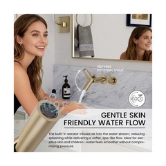 Wall Mount Bathroom Faucet Brushed Gold,Solid Brass Wall Mounted Sink Faucet,…