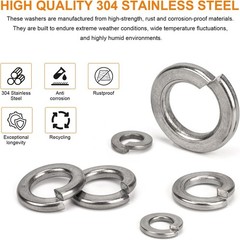 376Pcs SAE Spring Lock Washer Assortment Kit 304 Stainless 4#-3/4″ | 12 sizes