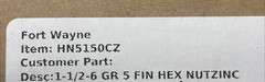 1-1/2-6 Grade 5 Finished Hex Nuts Electro Zinc Plated Steel, JS, Free US Ship