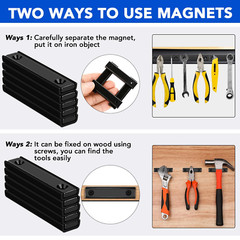 12 Pack Neodymium Bar Magnets, 70LB Strong Rare Earth Mounting Magnet Heavy Duty