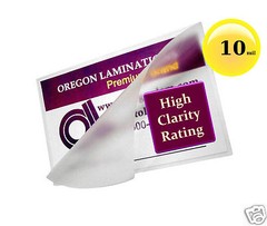 1000 Hot 10 Mil Business Card Laminating Pouches 2-1/4 x 3-3/4 Clear