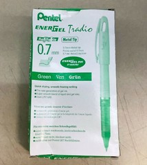 NEW 12-Pack Pentel EnerGel Tradio Pearl .7mm Metal Tip GREEN Gel Pen BL117W-D