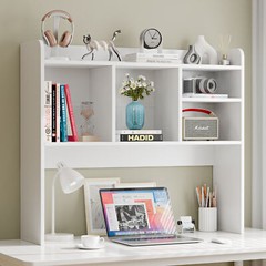 Desktop Bookshelf & Desk Organizer Shelf Wooden for Office Study Desk White